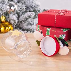 Christmas Candy Jar, Mini Food Storage Container Christmas Santa Claus Snowman Reindeer Clear Plastic Candy Jar Gift Bottle Holder Xmas Party Decorations (8.3x7.3x16 cm, Santa Claus)