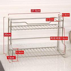 2-Tier Spice Rack-Wire Basket Storage Container, 2-Tier Standing Storage Organiser Spice Jars Bottle Shelf Holder Rack For Kitchen Bathroom Countertop for Spice Jar, Can, Bottle and more Multifunction