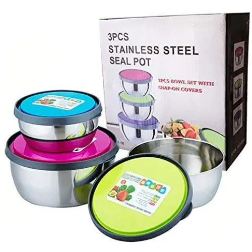 Ensemble de 3 Récipients en Inox pour Nourriture, Résistants aux Fuites, avec Couvercles Étanches pour Voyage, Randonnée, Camping, Pique-niques, Pots en Verre Ensemble de 3 Récipients en Inox pour Nourriture, Résistants aux Fuites, avec Couvercles Étanches pour Voyage, Randonnée, Camping, Pique-niques, Pots en Verre