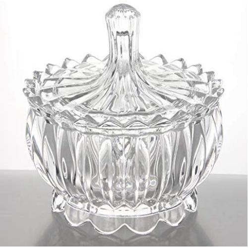 New 2018 Crystal Castle design Glass covered Storage Jar, Candy Dish Box