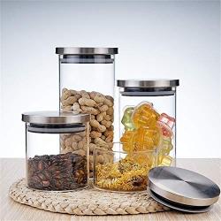 Glass Jars With Stainless Steel Lid Home Storage Bottles Container Kitchen Spice Sealed Bulk Candy Jar 600mlB167