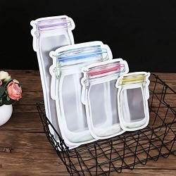 YXTHON Childrens snacks Snacks, bread, cookies, fresh bags Food storage Bags Travel Camping 8 Pcs Mason Jar Zipper Bags Snack Sandwich Ziplock Bags Reusable Airtight Seal Storage Bags Leakproof Food