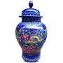 Ceramic Pottery Cereal Containers Canister Cookie Jar With Lids, Airtight Food Storage Containers Bins Large For Kitchen Pantry Organization Flour Rice Candy Bulk, 13L, 45x32cm (Color : Blue)