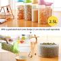 WANGLX ST Storage Tanks Cereal Container Airtight Grain Jar High Transparent Storage Box Kitchen Storage Jar with Measuring Cup 2.5L