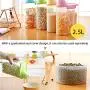 WANGLX ST Storage Tanks Cereal Container Airtight Grain Jar High Transparent Storage Box Kitchen Storage Jar with Measuring Cup 2.5L