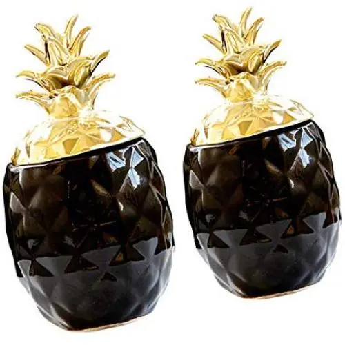 VANKOA 2er Set Keramik Ananas Aufbewahrungsglas Süßigkeitenglas Keksdose mit Deckel für Heimgebrauch, Kaffee, Tee