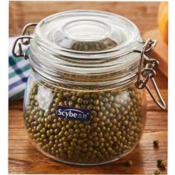 HXSD Fresh Bottle, Round Thick Glass Jar, Sealed Can, Storage Bottle, 500ml Storage Tanks, (Color : White)
