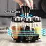 Gewürzgarnitur | Set von 6 Gewürfelflaschen | Drehbarer Edelstahl-Gewürzbehälter | Mehrfache Glasflaschen | Glas-Gewürzregal | Freistehende Gewürzregale | Fassungsvermögen 150ml