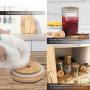 Mason Jar Lids with Straw, ECO Reusable Bamboo Lids, Wide Mouth Mason Jar Tumbler Lids, Mason Jar Tops with 2 Reusable Stainless Steel Straw - 2 Packs