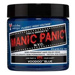 Manic Panic Voodoo Blue Hair Dye – Classic High Voltage - Semi Permanent Hair Color - Dark Cyan Shade With Green Undertones - For Dark & Light Hair - Vegan, PPD & Ammonia-Free - For Coloring Hair