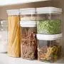 DuraHome FLiPLOCK Airtight Food Storage Containers 6 Piece Set - BPA Free Durable Clear Acrylic Container with Innovative Air Tight Handle Lid for Dry Goods Pantry Organization (Rectanlge)