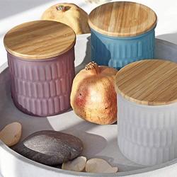 Nordic Matte Glass Seal Jar with Bamboo Lid Kitchen Tea Coffee Bean Sugar Storage Jars Chic Candy Organizer Can,purple