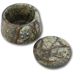 ShalinIndia Handmade Forest Brown Storage Box - Marble - 4 inches by 3 inches - Perfect as a Spice Jar with Lid or Small Office Supplies (Forest Brown)