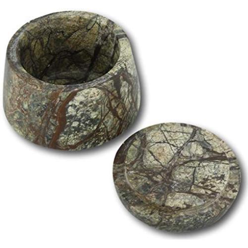 ShalinIndia Handmade Forest Brown Storage Box - Marble - 4 inches by 3 inches - Perfect as a Spice Jar with Lid or Small Office Supplies (Forest Brown)