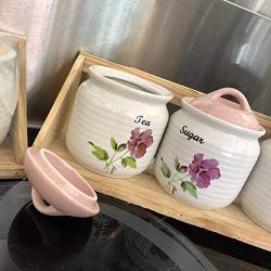 Cwg 3 Set of Ceramics Airtight Canisters Spice Jar Moisture Proof Storage Containers Tank Tea Coffee Sealed Jar SL