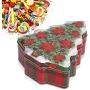 Christmas Cookie Tin with Lids Tree-Shaped Candy Storage Jar Holiday Decor Containers Gift Box Assorted Holders for Candy Cookie Card Chocolate (Flower)