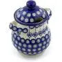 Polish Pottery 8-inch Jar with Lid and Handles (Flowering Peacock Theme) + Certificate of Authenticity Polish Pottery 8-inch Jar with Lid and Handles (Flowering Peacock Theme) + Certificate of Authenticity