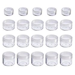 Hicarer 20 Pieces Cosmetic Containers Travel Pot Jar Set with Lid for Creams Sample Make-up Storage, 5, 10, 15 and 20 Gram (Clear Lid and Clear Body)