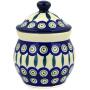 Polish Pottery 5?-inch Jar with Lid (Peacock Leaves Theme) + Certificate of Authenticity