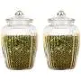 HIZLJJ 2 Pcs Food Storage Jar with Lid, [Thickened Version] Glass Airtight Seal Food Storage Jar,Clear Glass Food Storage Canister for Home Serving for Coffee, Tea, Sugar and More (Size : L)