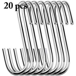 JUSTDOLIFE 20PCS Hanging Hook Heavy Duty Steel S Shaped Hook Kitchen Hanger for Bathroom