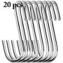 JUSTDOLIFE 20PCS Hanging Hook Heavy Duty Steel S Shaped Hook Kitchen Hanger for Bathroom