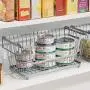 mDesign Modern Farmhouse Metallkorb Stapelablage mit Griffen, für Küche, Speisekammer, Schränke, Badezimmer - 12,5“ Breite, 2er Set - Chrome