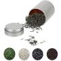 RMISODO 5 Pieces Tea Tins Canister with Airtight Lids Mini Round Shaped Tea Tin Containers for Loose Leaf Tea Coffee Sugar Storage