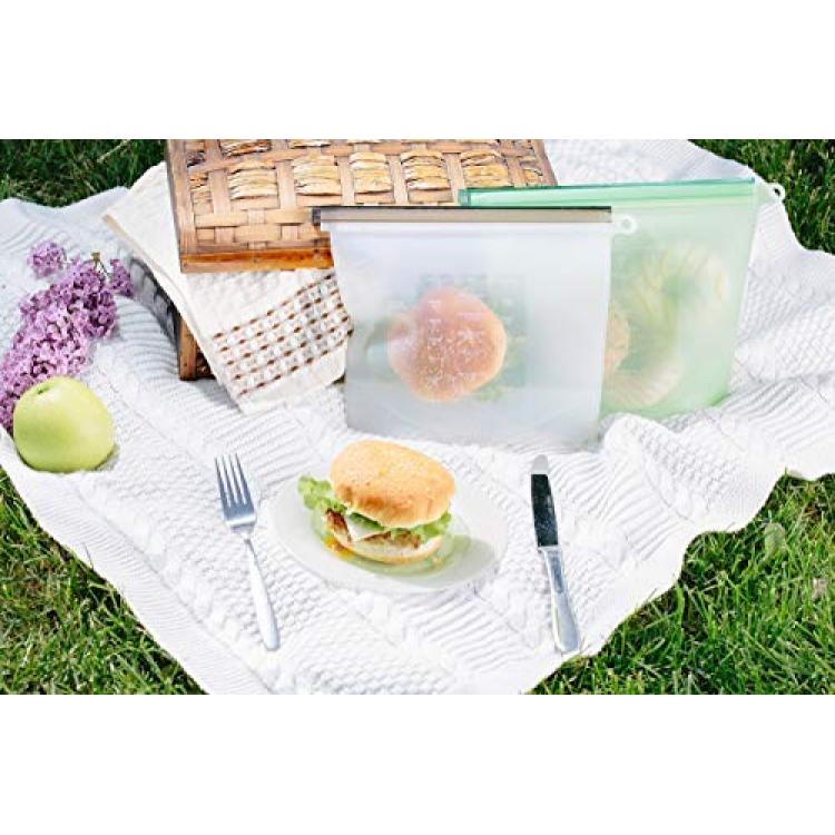 FoodVacBags Reusable PEVA Storage Bags -15 Pack (3 Gallon, 6 Sandwich, 6  Snack Bags)