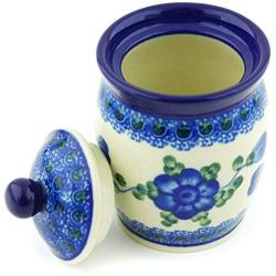 Polish Pottery Jar with Lid 4-inch Blue Poppies