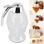 Eduton Auslauf-Glasflasche Honigbehälter Metall-Standhalter für Bienen-Tropfen, Sirup, Saft – Klare Behälter (Transparent)