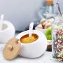 TNKML Ceramic Spice Jar 3 Piece Set Ceramic Spice Jar Spice Jar Vanilla Pot Seasoning Spice Jar Seasoning Box Storage Box Spice Jar