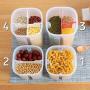 Matoen Multi-grain Transparent Plastic Storage Box Separated Sealed with Rotating Cover Food Storage Airtight Container Dry Dried Food Container Box Moistureproof Food Preservation Organize (L, White)
