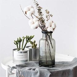 Scandinavian Gray Glass Storage Jar Nordic Chic Dry Flower Brown Bottle European Minimalist Desk Decoration Organizer Vase,4