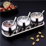 DUDDP Storage Spice lar set Spice Jar Seasoning Box Containers Pepper Salt Sugar Storage Can Rack Stainless Steel salt and pepper mill set Condiment Pot Kitchen Organizer