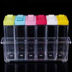 OKOKMALL US--6 Spice Jar Condiment Storage Shaker Seasoning Bottle Container Kitchen Food Box