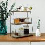 Japanese-style Desktop 3-tier Rack Cosmetics Storage Rack Kitchen Bottle Jar Finishing Rack Multifunctional Wooden Display Stand (Color : Black)