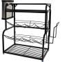 Gewürzgarderobe, 2-stufige Steh-Organizer für Gewürzflaschen & Regale, Küchentopfpflege, Schwarz, 35x22x42cm