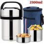 Food Flask,Vacuum Insulated Stainless Steel Food Jar, Lunch Box Bpa Free Food Containers with Storage Bag, for Kids and Adults,2.3L