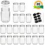 Mason Jars, Wide Mouth Canning Jars,12OZ Glass Jars With Regular Lids and Bands（Silver),Ideal For Jam,Honey,Wedding Favors,Shower Favors,Baby Foods,Set of 20