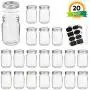 Mason Jars, Wide Mouth Canning Jars,12OZ Glass Jars With Regular Lids and Bands（Silver),Ideal For Jam,Honey,Wedding Favors,Shower Favors,Baby Foods,Set of 20