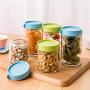 Glass Container Kitchen Food Storage Containers Refrigerator Organizer Sealed Bottle Tea Bean Cereal Food Storage Jar Box Clear,250Ml Green