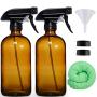 16oz Amber Glass Spray Bottles (2 Pack) Refillable Cosmetic Containers,Brown Mist & Stream Mister for Essential Oils Cleaning Products Or Aromatherapy Spraying Plant