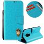 Soft PU Leather Wallet Case for Huawei Mate 20,Flip Stand Case for Huawei Mate 20,Moiky Classic Retro Blue 3D Owl Design Solid Color Purse Folio Magnetic Cover with Wrist Strap