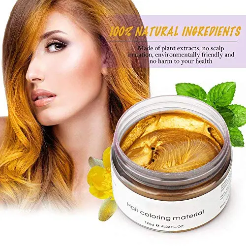 Cire de coloration capillaire MOFAJANG, Crème de Mise en Forme Naturelle, Lavable Facilement, Cire Temporaire pour Soirée, Cosplay & Halloween, Club, 4.23 oz (Or) Cire de coloration capillaire MOFAJANG, Crème de Mise en Forme Naturelle, Lavable Facilement, Cire Temporaire pour Soirée, Cosplay & Halloween, Club, 4.23 oz (Or)