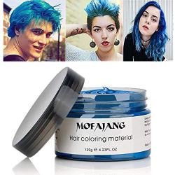 MOFAJANG Hair Coloring Dye Wax, Instant Hair Wax, Temporary Hairstyle Cream 4.23 oz, Hair Pomades, Natural Hairstyle Wax for Men and Women Party Cosplay (Blue)