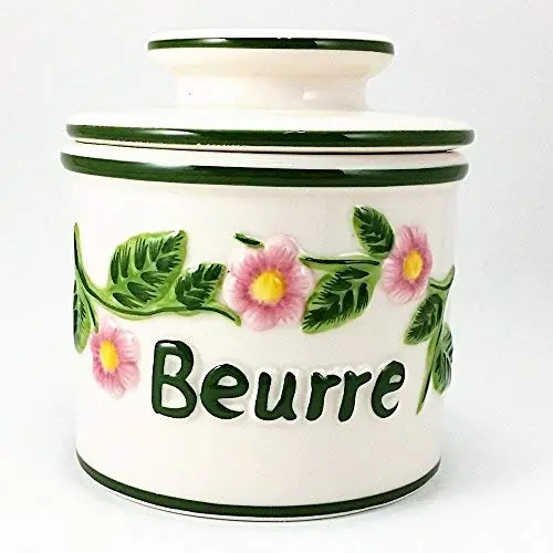 Butter Bell Keeper L Tremain Ceramic Crock Cafe Keeper Flowers Pink Green Butter Bell Keeper L Tremain Ceramic Crock Cafe Keeper Flowers Pink Green