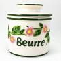 Butter Bell Keeper L Tremain Ceramic Crock Cafe Keeper Flowers Pink Green