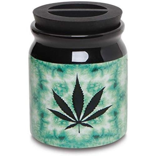 Ceramic Storage Jar for Herbs & Wax (Tie-Dye Leaf)
