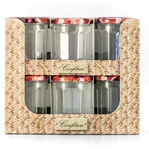 Ensemble de 12 bocaux en verre décorés - 385 ml - BSCA 518506